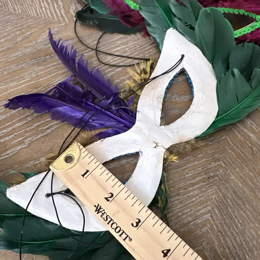Lot of 3‎ Feather Masks Mardi Gras Carnival Masquerade Ball Costume Accessory